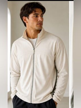Alo yoga men’s white Zip-Up Athletic Jacket Lightweight Mesh Activewear szXXL